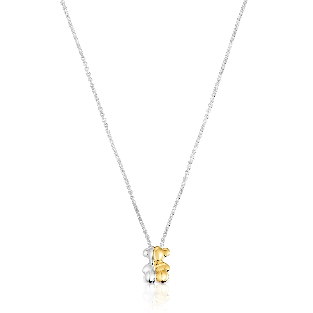 Short two-tone small bear Double necklace My Other Half