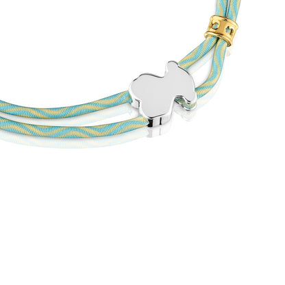 yellow gold Sweet Dolls XXS elastic bracelet with 3mm. cultured pearls, Motif 6mm.