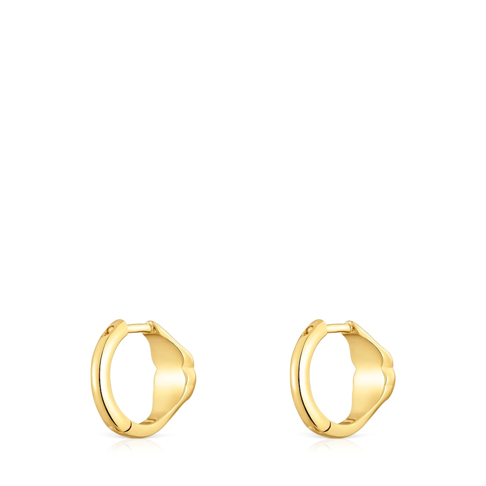 10 mm 18kt gold over silver Hoop earrings with onyx bear motif Icon Color |