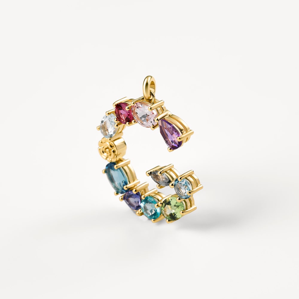 Letter G Pendant with gemstones ATELIER