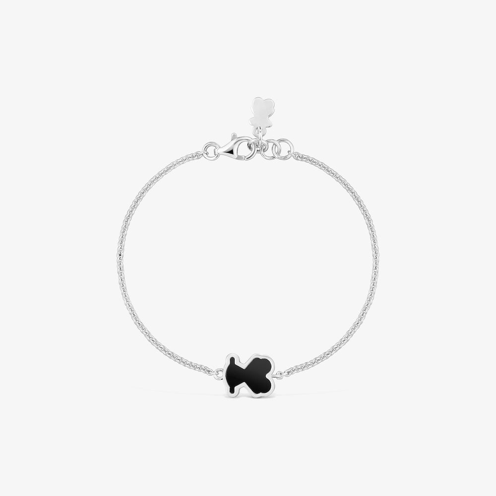 Silver and black acrylic glass Bracelet Galaxy