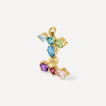 Letter I Pendant with gemstones ATELIER