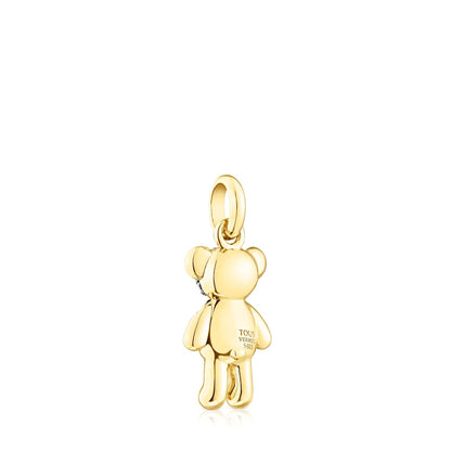 Silver vermeil   Teddy Bear Splash Pendant with smoky quartz |