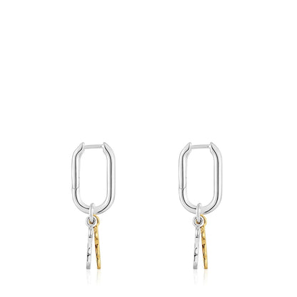 Sweet Dolls two-tone small Hoop earrings with bear motif