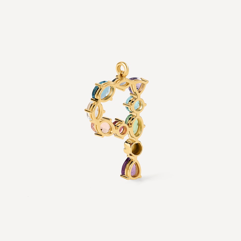 Letter P Pendant with gemstones ATELIER
