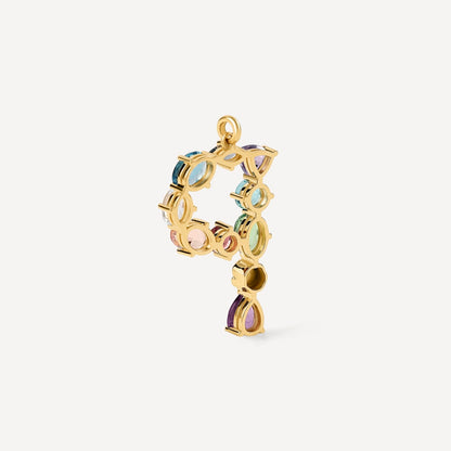 Letter P Pendant with gemstones ATELIER