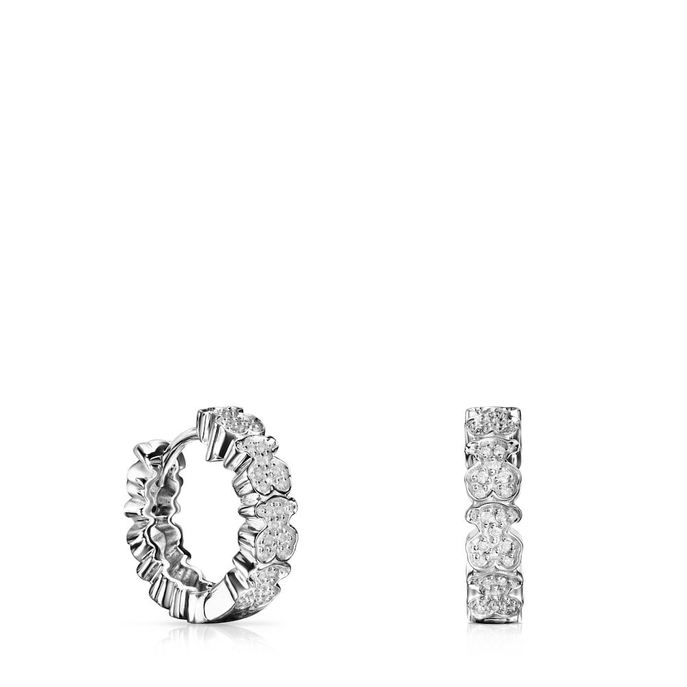 White Gold Puppies hoop Earrings |