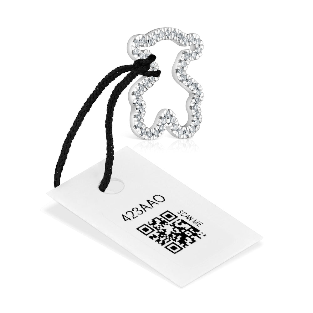 14 mm white gold bear pendant with diamonds Icon Gems