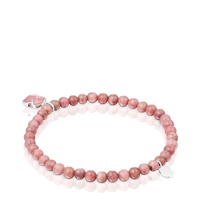 Silver and rhodonite Icon Color bracelet |