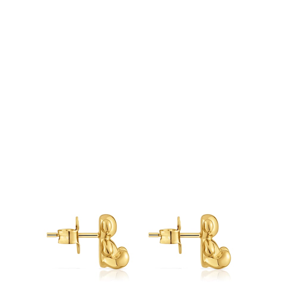 Bold Bear 10 mm bear Earrings with  plating over silver |
