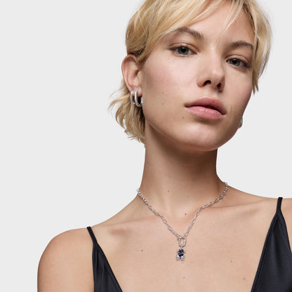 Small silver bear motif Pendant with lab-grown blue sapphire Color Bear LGG |