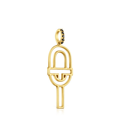 Medium gold silhouette Pendant with spinels MANIFESTO