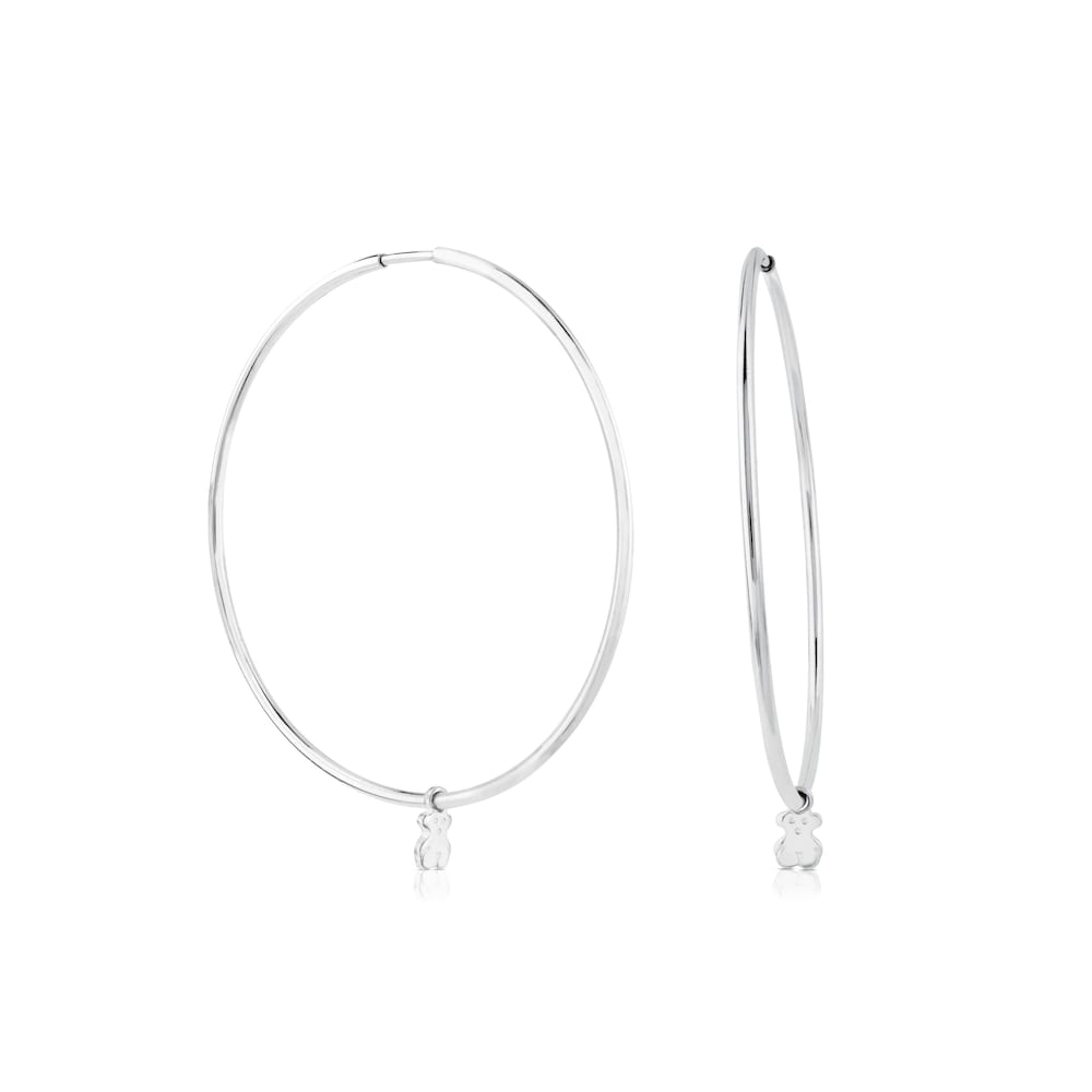 Silver Bear hoop Earrings |