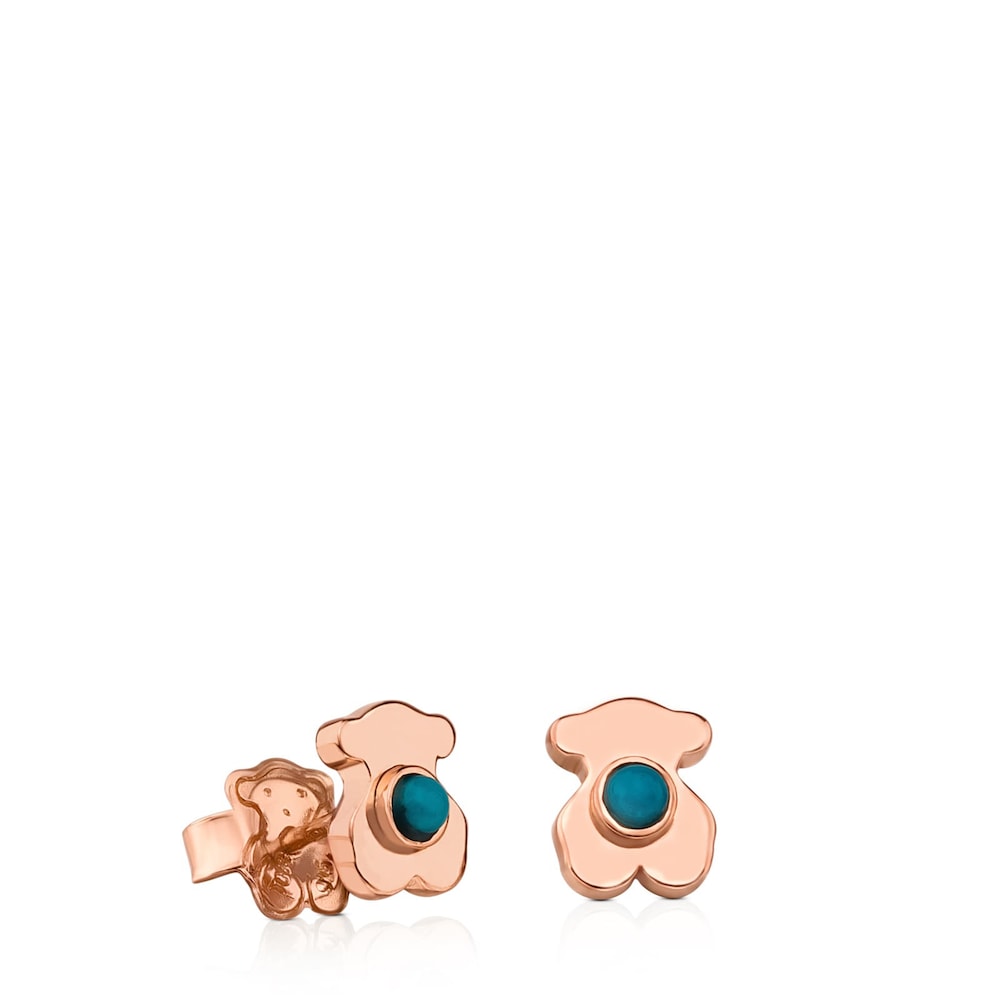 Rose Vermeil Silver Super Power Earrings with Turquoise |