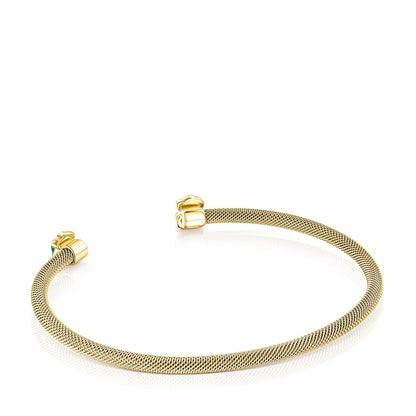 Fine gold-colored IP Steel Bracelet with Malachite