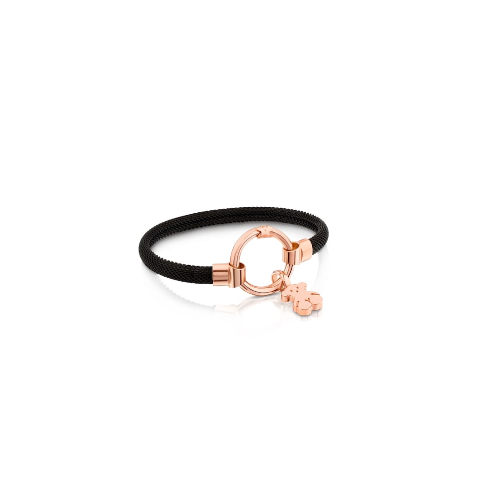 Medium Rose Vermeil Silver and black IP Steel  Hold Bracelet