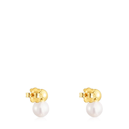 Silver Vermeil Gloss Earrings with large Pearl