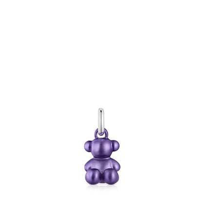 Small dark-lilac-colored steel bear Pendant Bold Bear