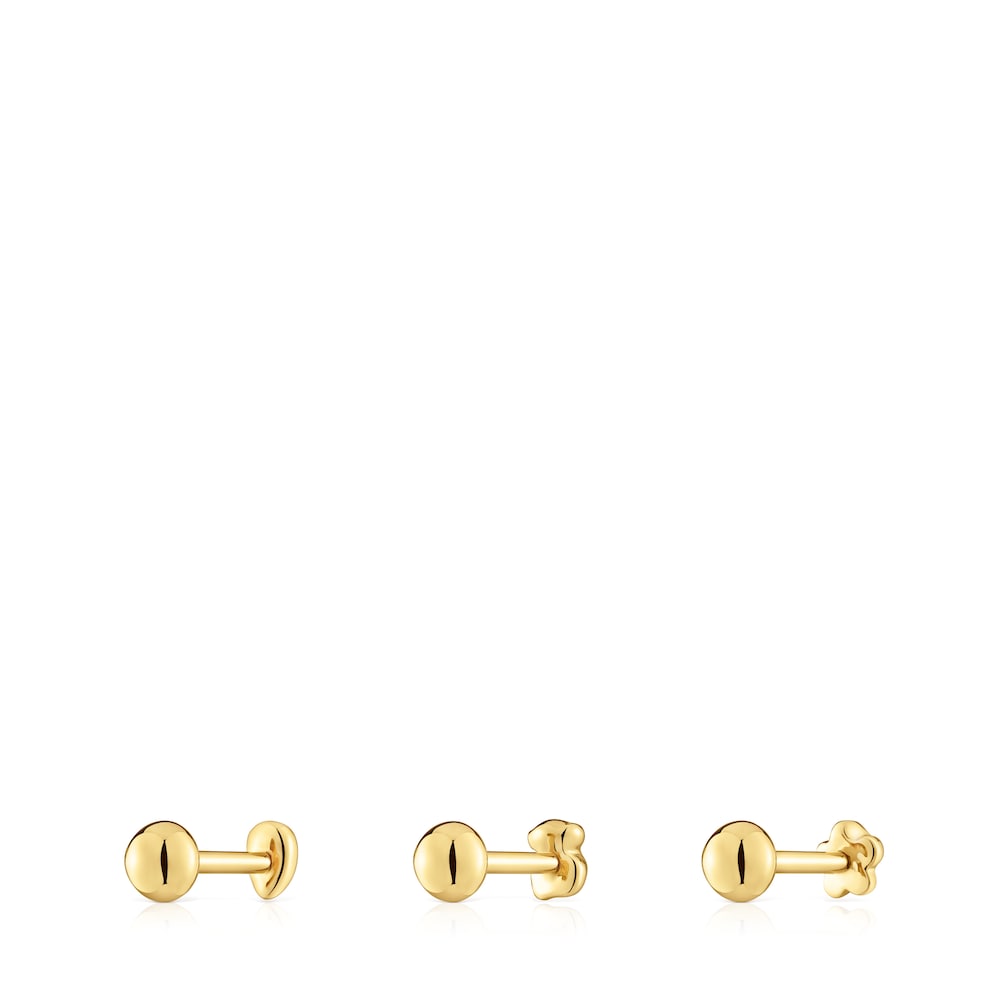 Pack of Balloon Ear piercings in gold-colored IP steel |