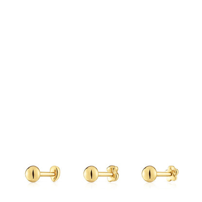 Pack of Balloon Ear piercings in gold-colored IP steel |