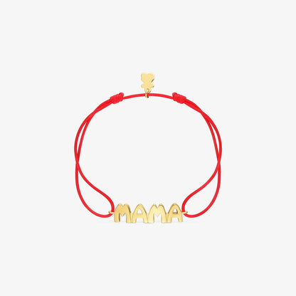 Red nylon Bracelet with vermeil Mama