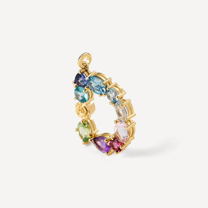 letter D Pendant with gemstones  ATELIER