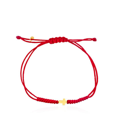 Red Cord and Gold Sweet Dolls XXS cross Bracelet |