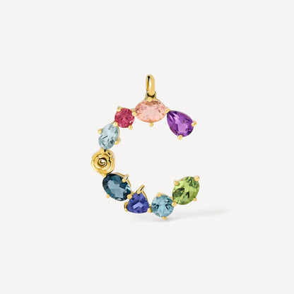 Letter C Pendant with gemstones ATELIER