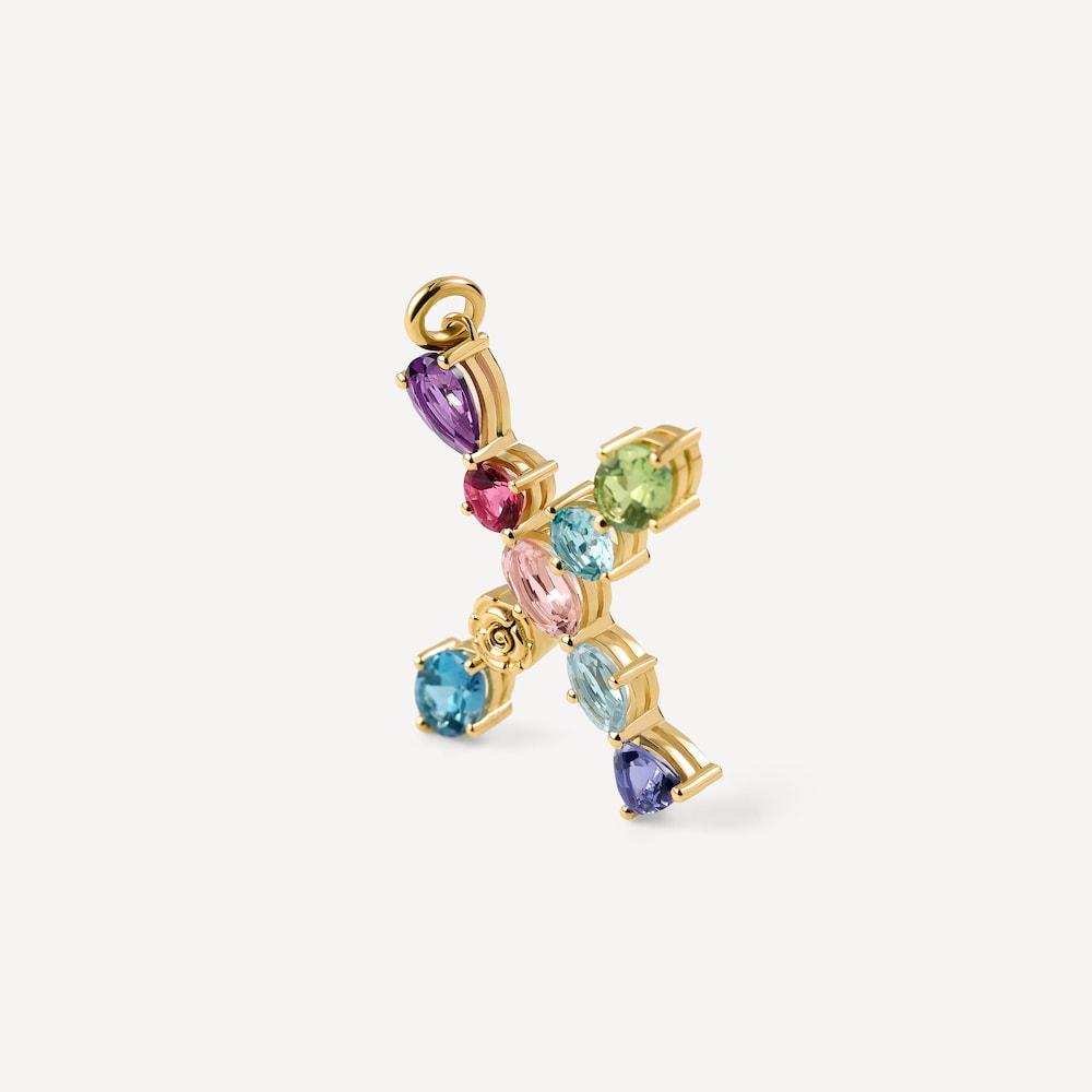 Letter X Pendant with gemstones ATELIER