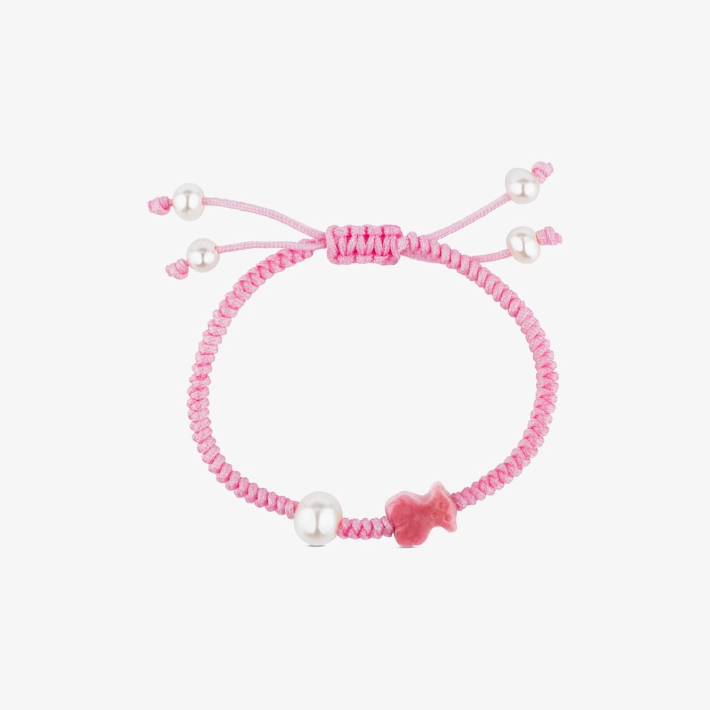 Rhodonite and pearl Tibet Bracelet with Bear motif