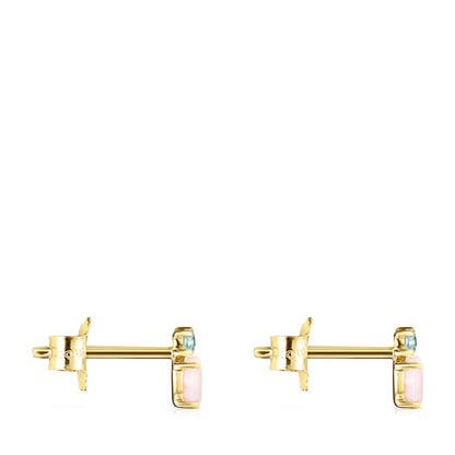 Mini Ivette Earrings in Gold with Opal and Topaz |
