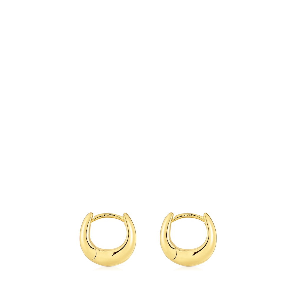 Short, thick Hoop earrings with 18kt gold plating over silver