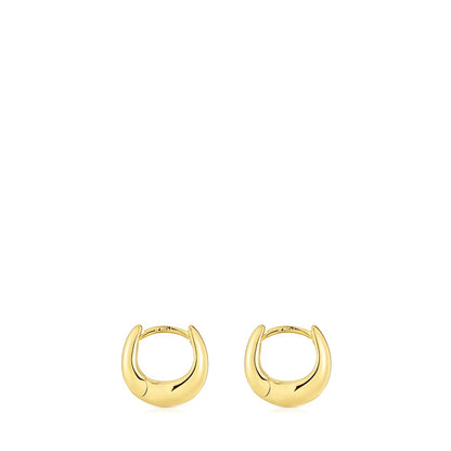 Short, thick Hoop earrings with 18kt gold plating over silver
