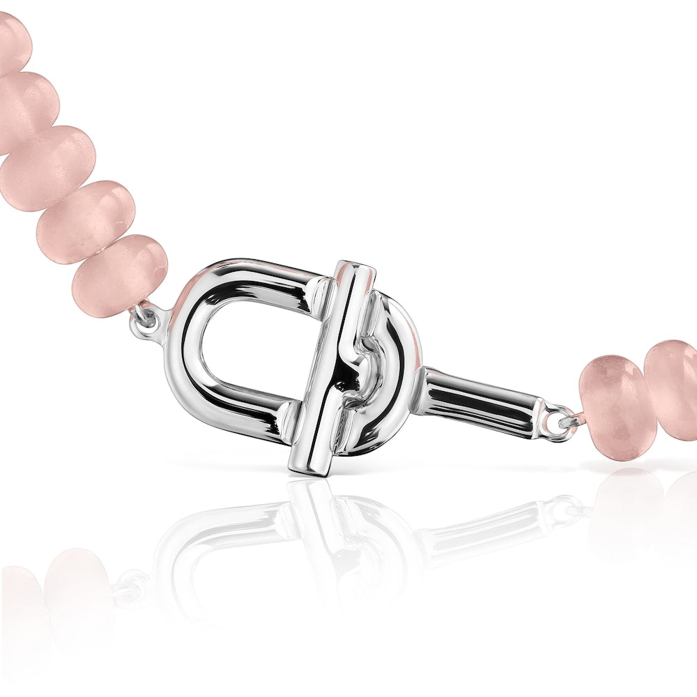 Silver Bracelet with treated pink chalcedony MANIFESTO