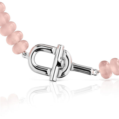 Silver Bracelet with treated pink chalcedony MANIFESTO
