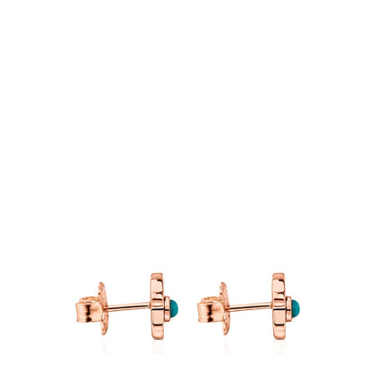 Rose Vermeil Silver Super Power Earrings with Turquoise |