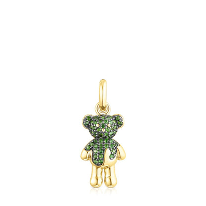 Silver vermeil  Teddy Bear Splash Pendant with chrome diopside