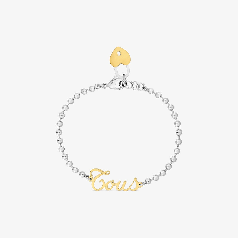 Two-tone steel Chain bracelet with heart charm