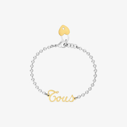 Two-tone steel Chain bracelet with heart charm