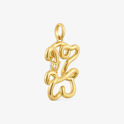 22 mm bear Pendant with  vermeil and laboratory-grown Lio LGD