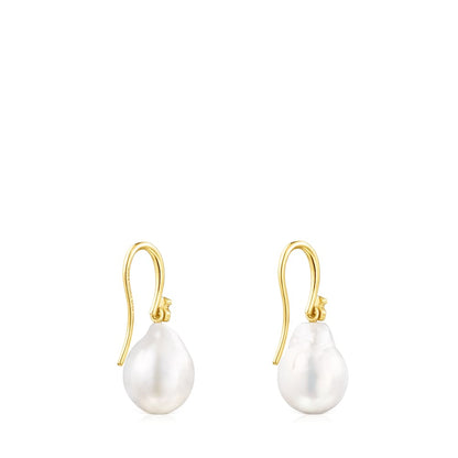 Silver Vermeil Gloss droplet Earrings with Pearl |