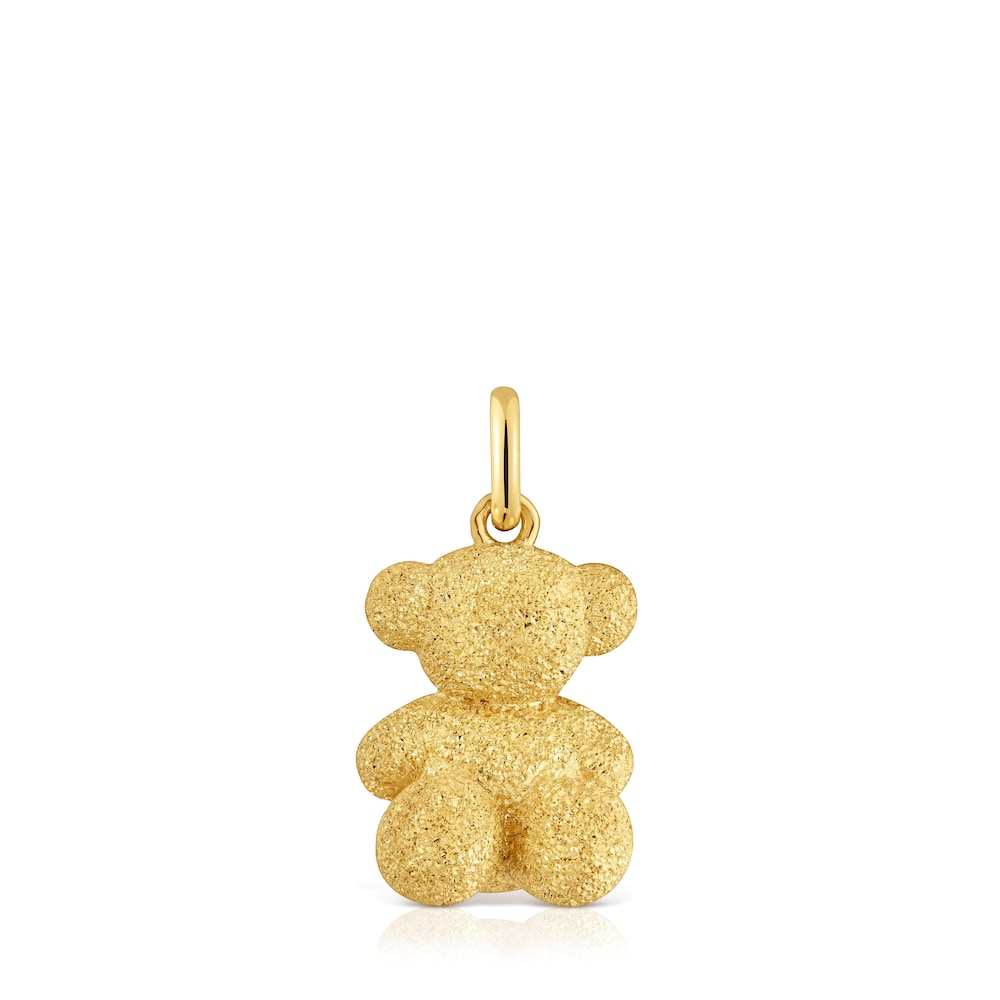 Medium Bold Bear bear pendant with 18kt gold plating over diamond silver.