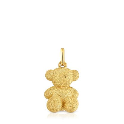 Medium Bold Bear bear pendant with 18kt gold plating over diamond silver.