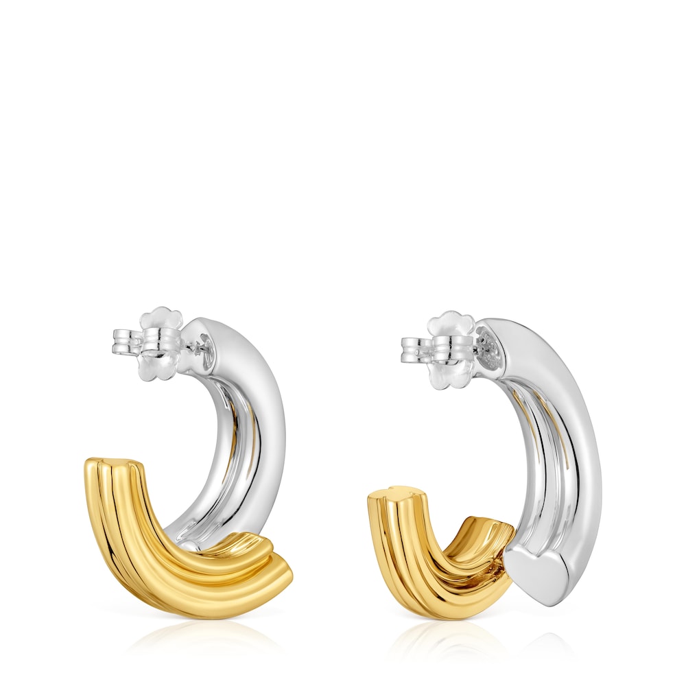 Two-tone long Hoop earrings with bear motif 1950 |