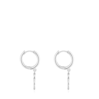 Silver Hoop earrings with bear motif New Silueta |
