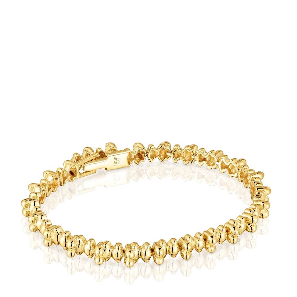 18 kt gold plating over silver chain Bracelet with bear motifs Bold Bear