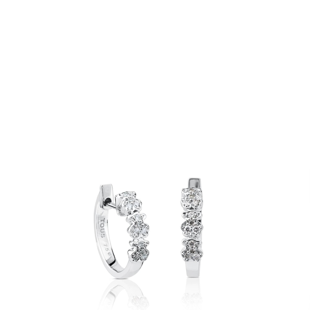 White Gold Bear Earrings with three Diamonds Bear motifs |