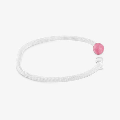 Silver Bangle with rhodonite Icon Mesh