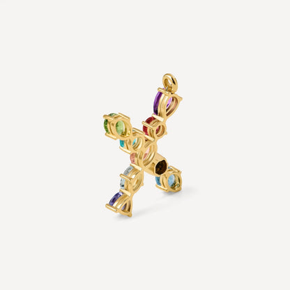 Letter X Pendant with gemstones ATELIER
