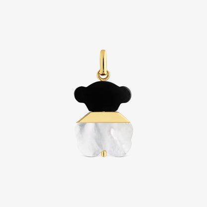 16 mm Pendant with  vermeil, mother-of-pearl and onyx Sweet Dolls